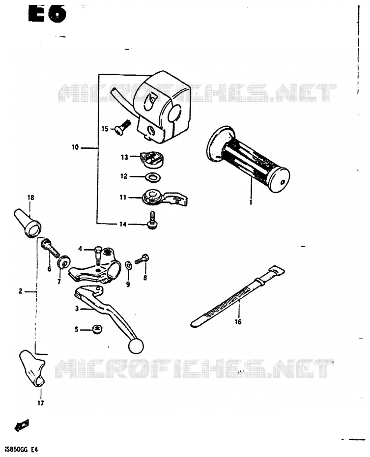 ENSEMBLE POIGNEE GAUCHE Suzuki MOTO 850 GS 1986  GS850GG(E4)