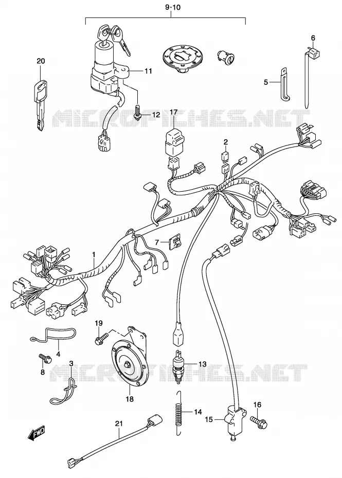 FAISCEAU ELECTRIQUE (MODELE K3) Suzuki MOTO 500 GS-F 2004  GS500FUK4(P19)