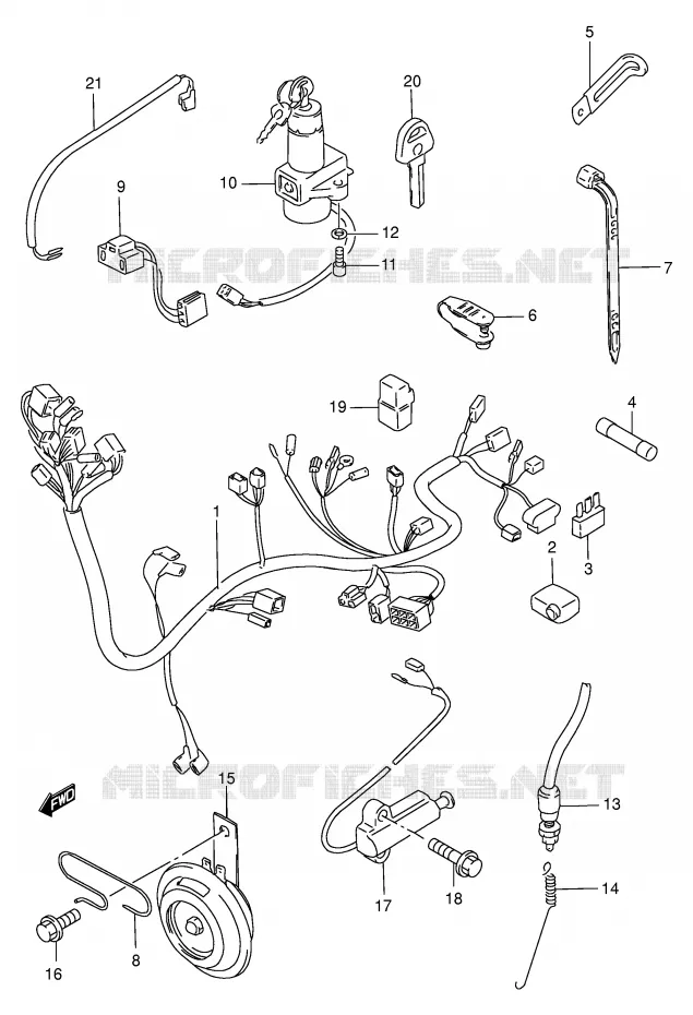 FAISCEAU ELECTRIQUE (MODELE T/W/X) Suzuki MOTO 250 GN 2000  GN250EY(E2)