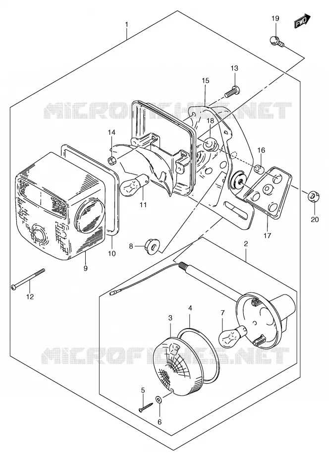 FEU ARRIERE - CLIGNOTANTS (MODELE Y) Suzuki MOTO 250 GN 2001  GN250K1(E2)