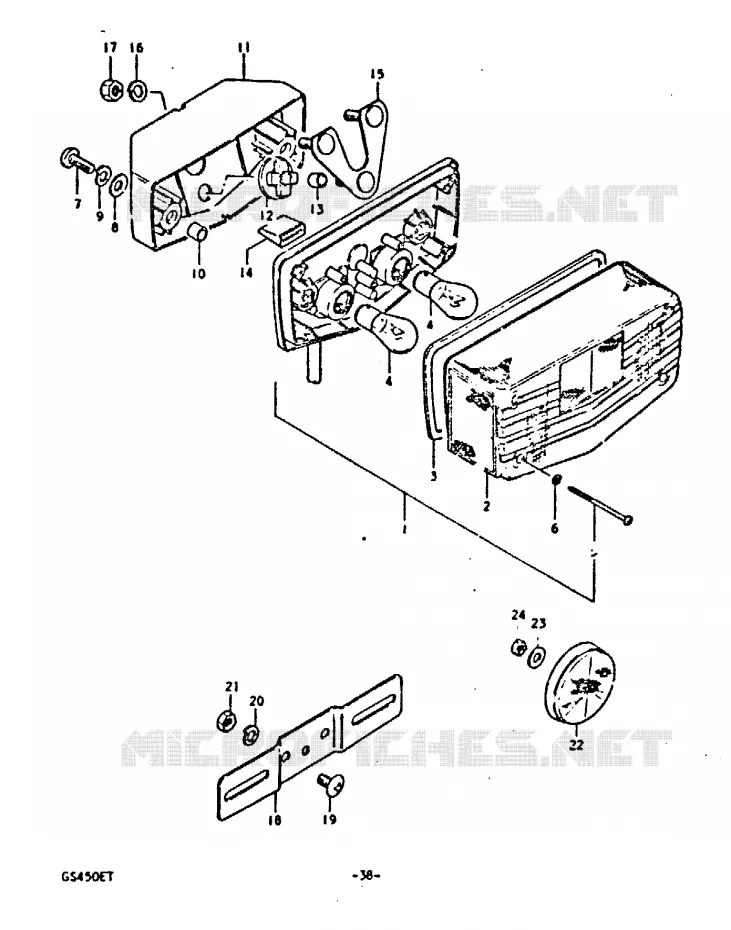 FEU ARRIERE (E17) Suzuki MOTO 450 GS 1996  GS450T(T)