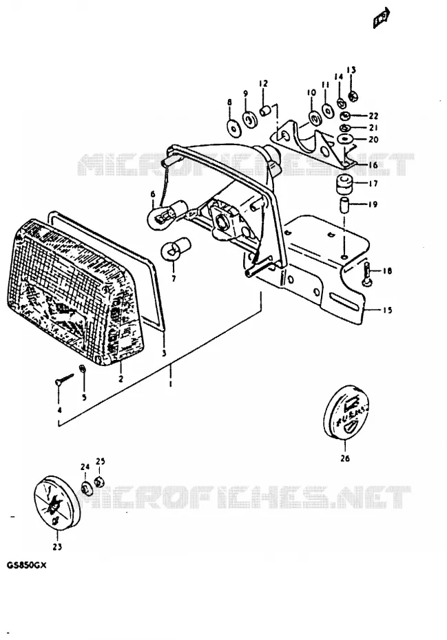 FEU ARRIERE (E22, E25) Suzuki MOTO 850 GS 1980  GS850GT(T/X)