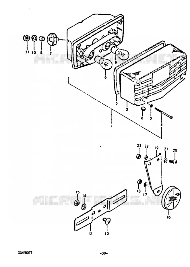 FEU ARRIERE (E22) Suzuki MOTO 450 GS 1996  GS450T(T)