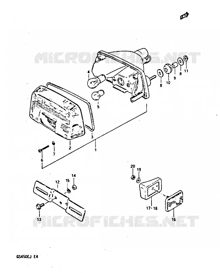FEU ARRIERE (MODELE G/H/J) Suzuki MOTO 450 GS-E 1988  GS450EJ(E/F/G/H/J)