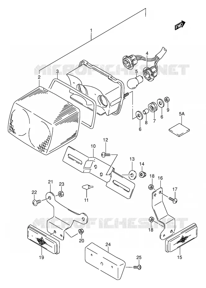 FEU ARRIERE (MODELE T) Suzuki MOTO 500 GS-E 1993  GS500EP(E2)