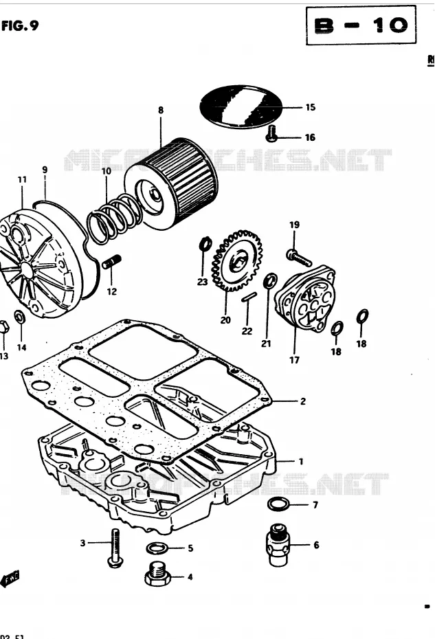 FILTRE A HUILE - POMPE A HUILE Suzuki MOTO 450 GS 1983  GS450D(2/Z/D)