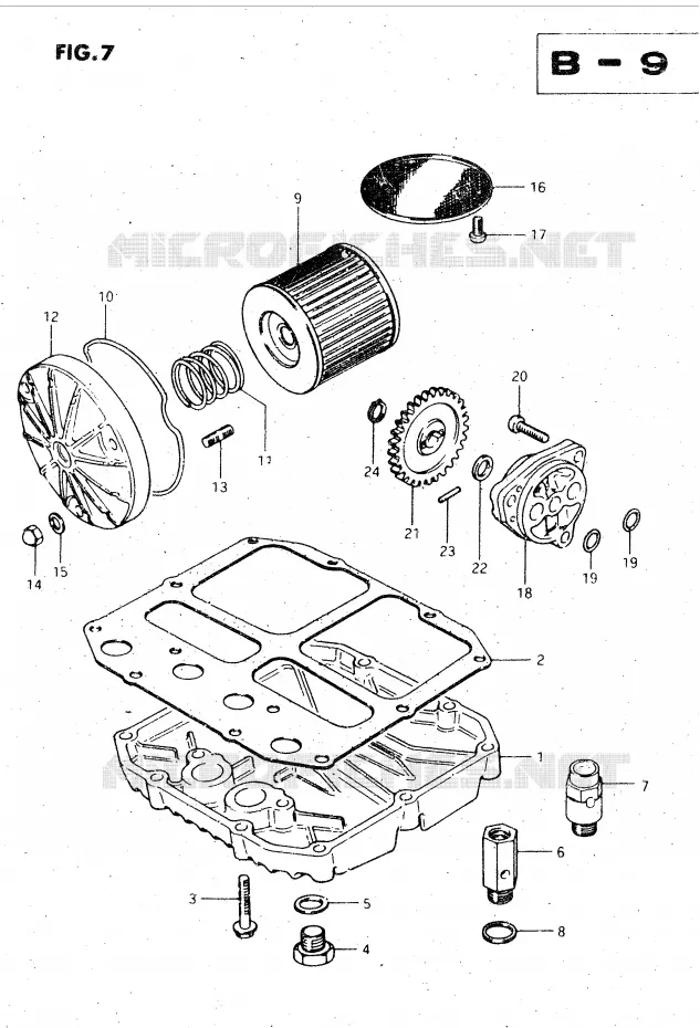 FILTRE A HUILE - POMPE A HUILE Suzuki MOTO 450 GS-L 1996  GS450LT(E2)