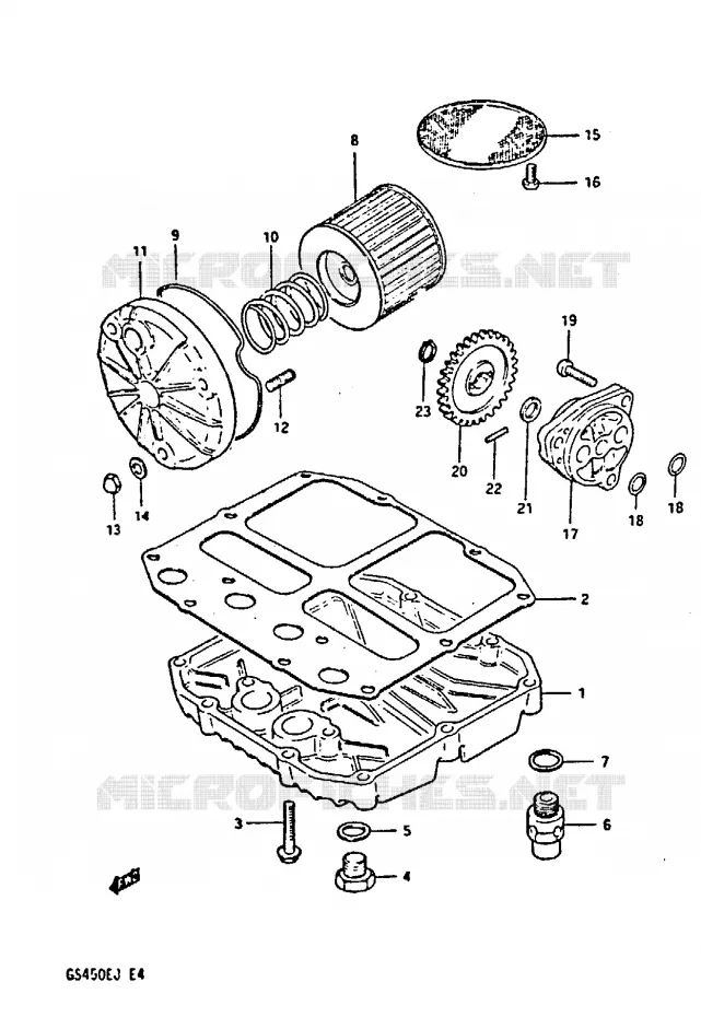 FILTRE A HUILE - POMPE A HUILE Suzuki MOTO 450 GS-S 1987  GS450SH(E/F/G/H/J)
