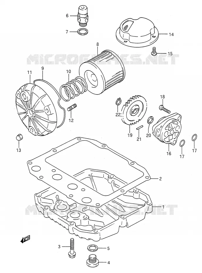 FILTRE A HUILE - POMPE A HUILE Suzuki MOTO 500 GS-E 1992  GS500EUN(E28)