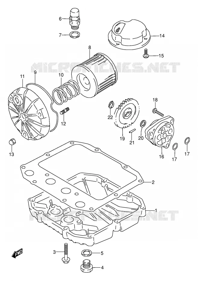 FILTRE A HUILE - POMPE A HUILE Suzuki MOTO 500 GS-E 1995  GS500EUS(E2)