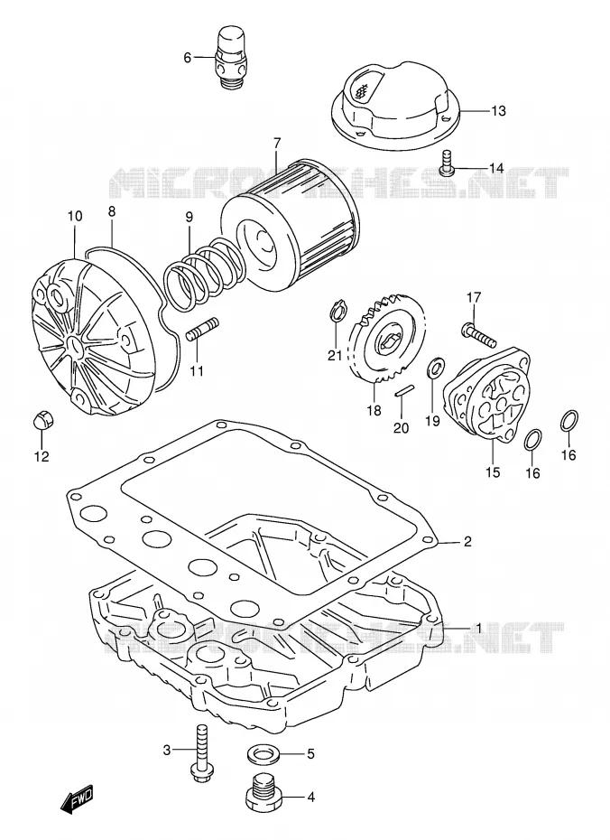 FILTRE A HUILE - POMPE A HUILE Suzuki MOTO 500 GS-E 2001  GS500K1(E2)