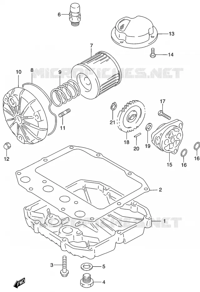 FILTRE A HUILE - POMPE A HUILE Suzuki MOTO 500 GS-E 2003  GS500HUK3(P19)