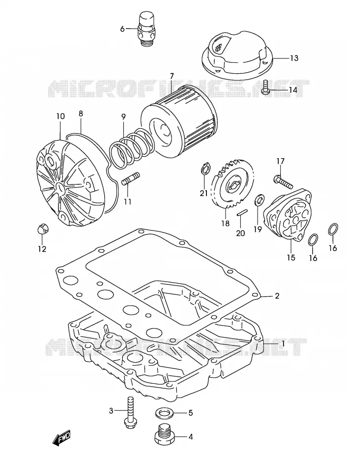 FILTRE A HUILE - POMPE A HUILE Suzuki MOTO 500 GS-F 2004  GS500FK4(P19)