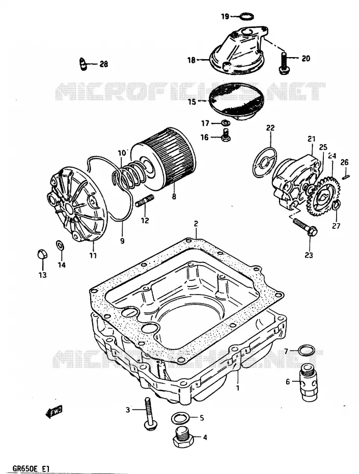 FILTRE A HUILE - POMPE A HUILE Suzuki MOTO 650 TEMPTER 1984  GR650XE(D/E)