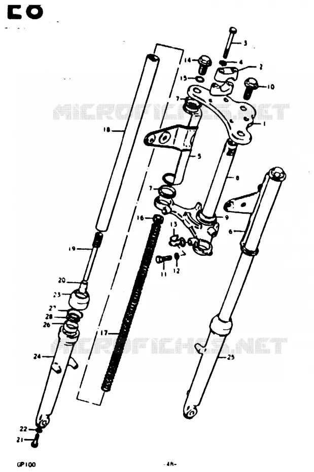 FOURCHE AVANT (E14) Suzuki MOTO 100 GP 1992  GP100UN(C/N)