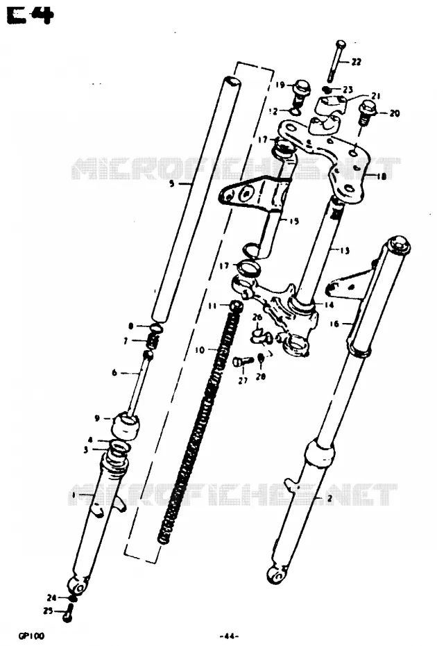 FOURCHE AVANT (E14) Suzuki MOTO 100 GP 1992  GP100UN(C/N)
