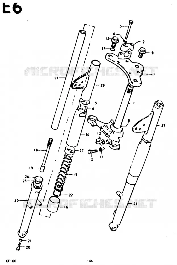 FOURCHE AVANT (E6) Suzuki MOTO 100 GP 1978  GP100UC(C/N)
