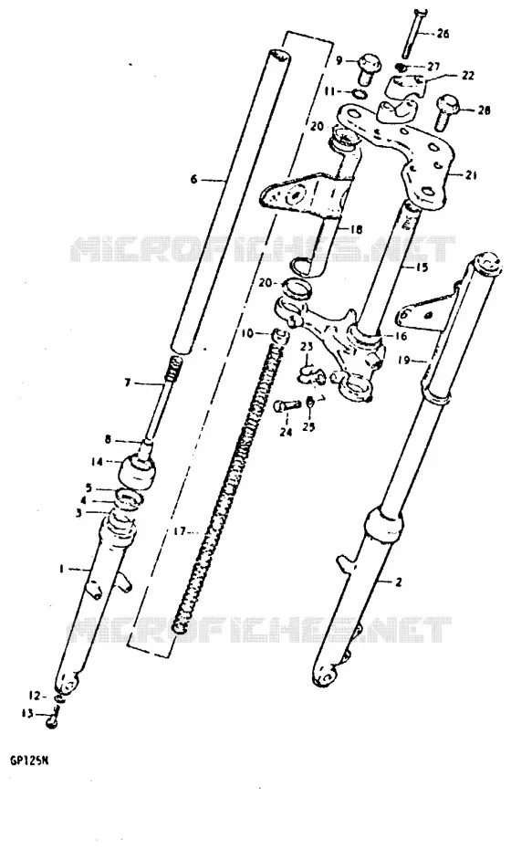 FOURCHE AVANT (GP125C, GP125N) Suzuki MOTO 125 GP 1978  GP125UC(C/N)
