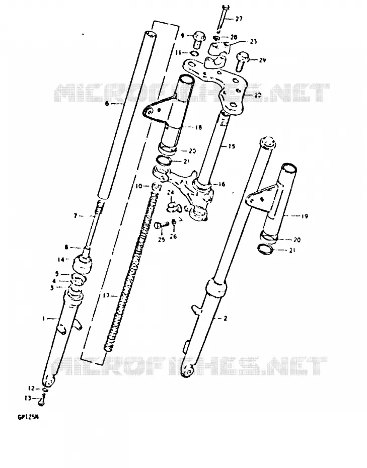 FOURCHE AVANT (GP125UN E14 F.NO.106421~) Suzuki MOTO 125 GP 1992  GP125UN(C/N)