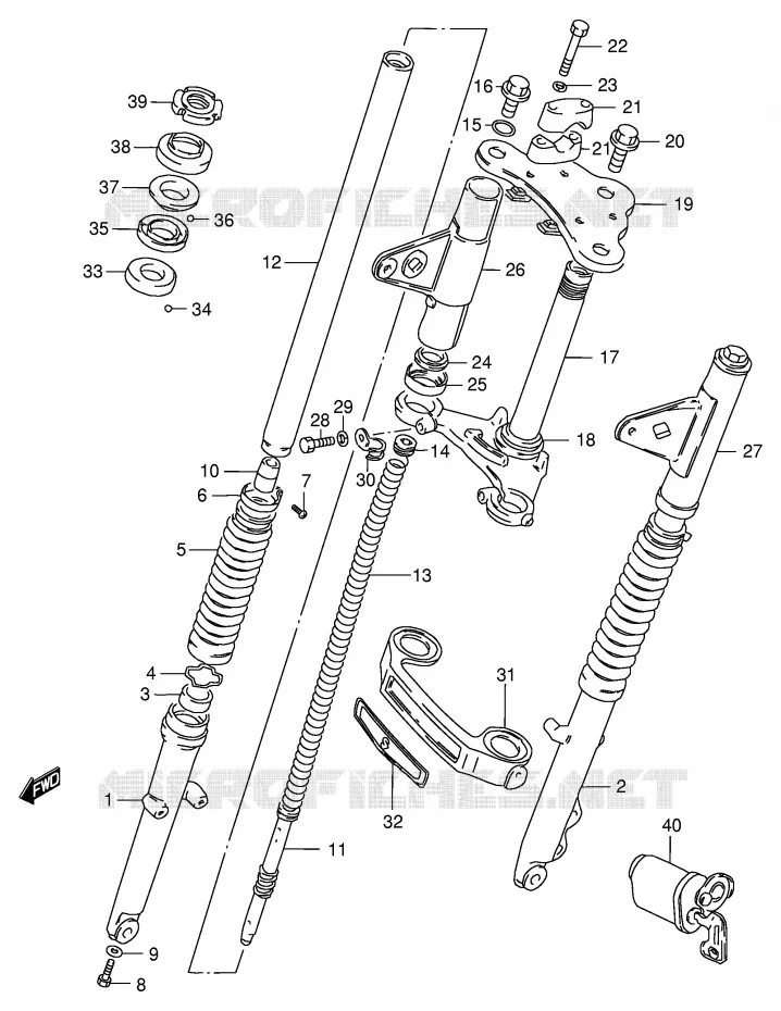 FOURCHE AVANT (GS125EZ E17) Suzuki MOTO 125 GS 1982  GS125ESZ(E1)