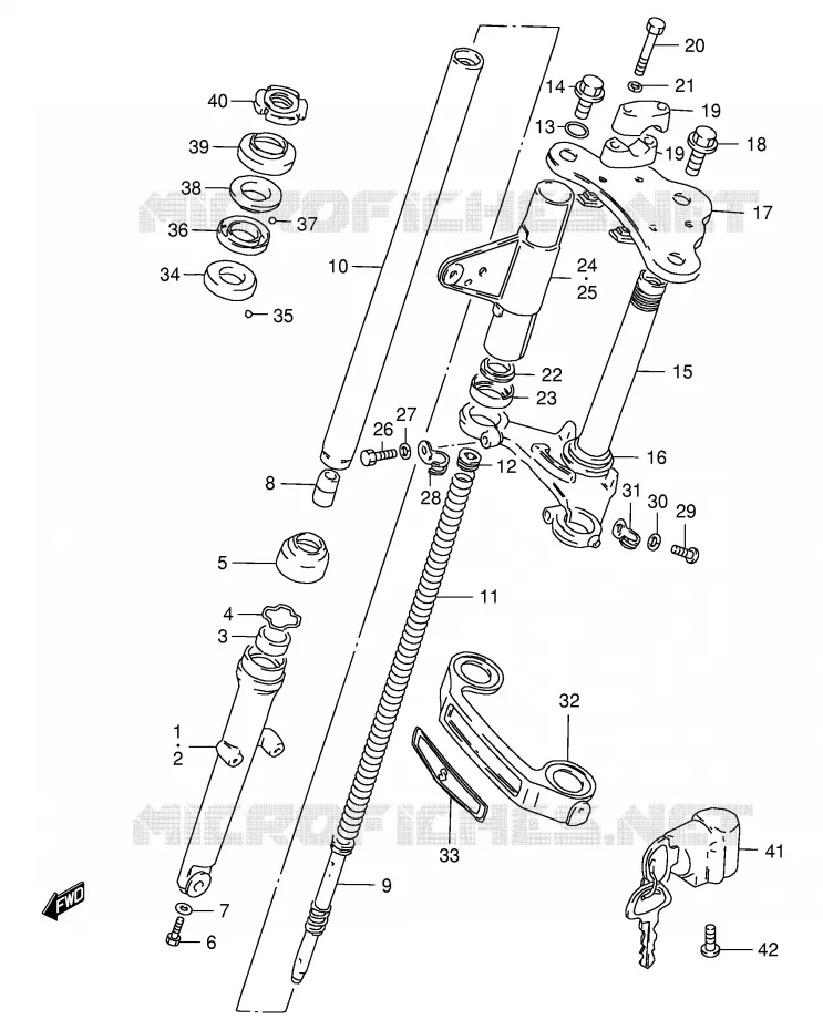 FOURCHE AVANT (GS125UR E71) Suzuki MOTO 125 GS 1982  GS125EEZ(E1)