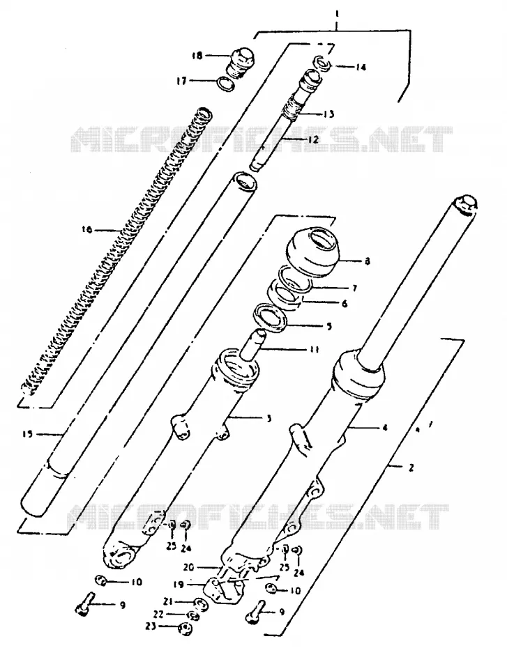 FOURCHE AVANT (GS250TX) Suzuki MOTO 250 GS 1999  GS250TX(T/X)