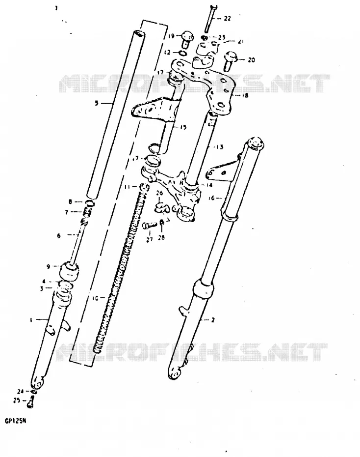 FOURCHE AVANT (KAYABA)(GP125N)(GP125UN) Suzuki MOTO 125 GP 1978  GP125C(C/N)