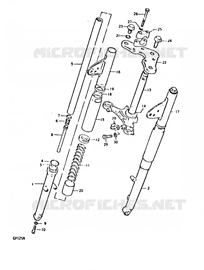 FOURCHE AVANT (KAYABA)(GP125UC F.NO.101623~, GP125UN) Suzuki MOTO 125 GP 1992  GP125N(C/N)