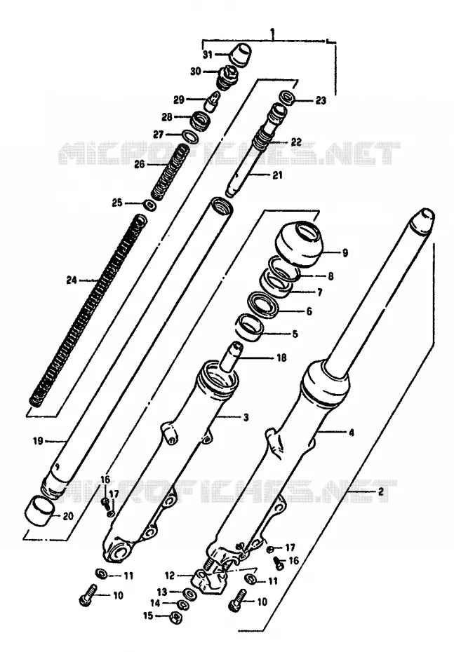 FOURCHE AVANT (MODELE X) Suzuki MOTO 550 GS 1981  GS550MX(X/Z)