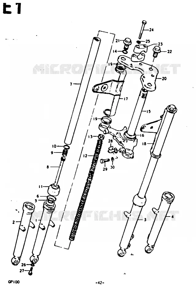 FOURCHE AVANT Suzuki MOTO 100 GP 1978  GP100C(C/N)