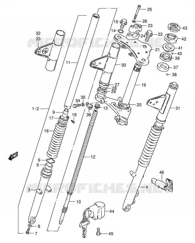 FOURCHE AVANT Suzuki MOTO 125 GS 1982  GS125ESZ(E1)