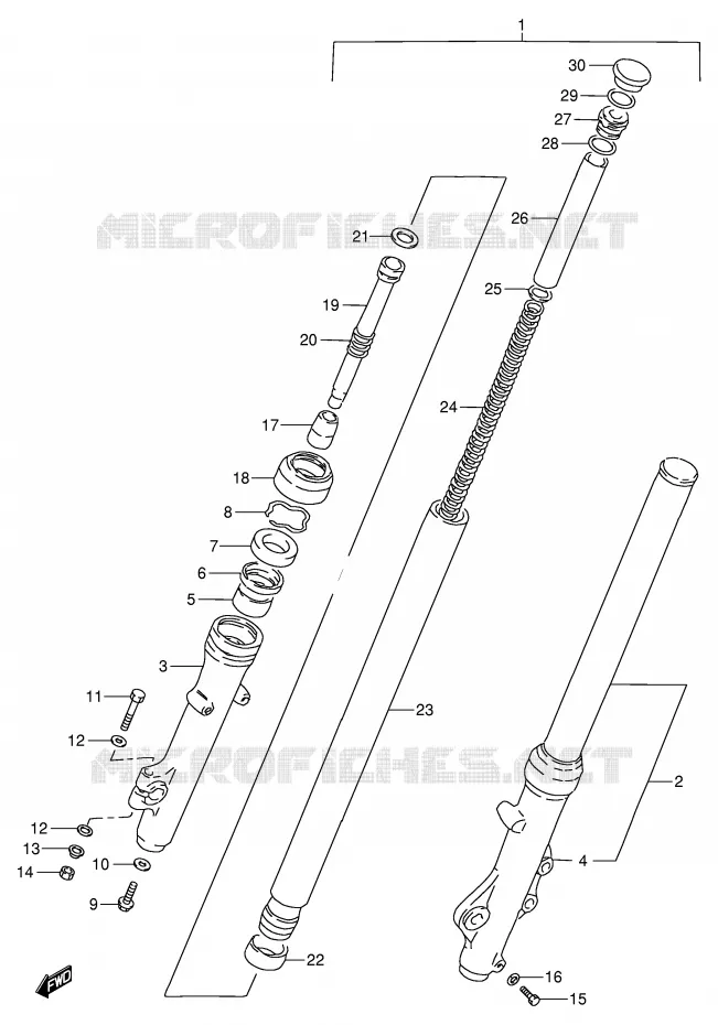 FOURCHE AVANT Suzuki MOTO 250 GN 1988  GN250J(E2)