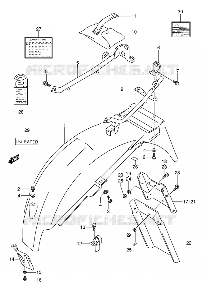 GARDE BOUE ARRIERE (MODELE K/L/M/N/P/R) Suzuki MOTO 500 GS-E 1991  GS500EM(E2)