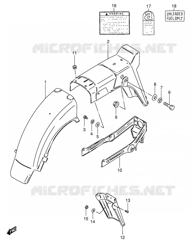 GARDE BOUE ARRIERE (MODELE Z/D/F/K/L/M) Suzuki MOTO 125 GS 1983  GS125D(E1)