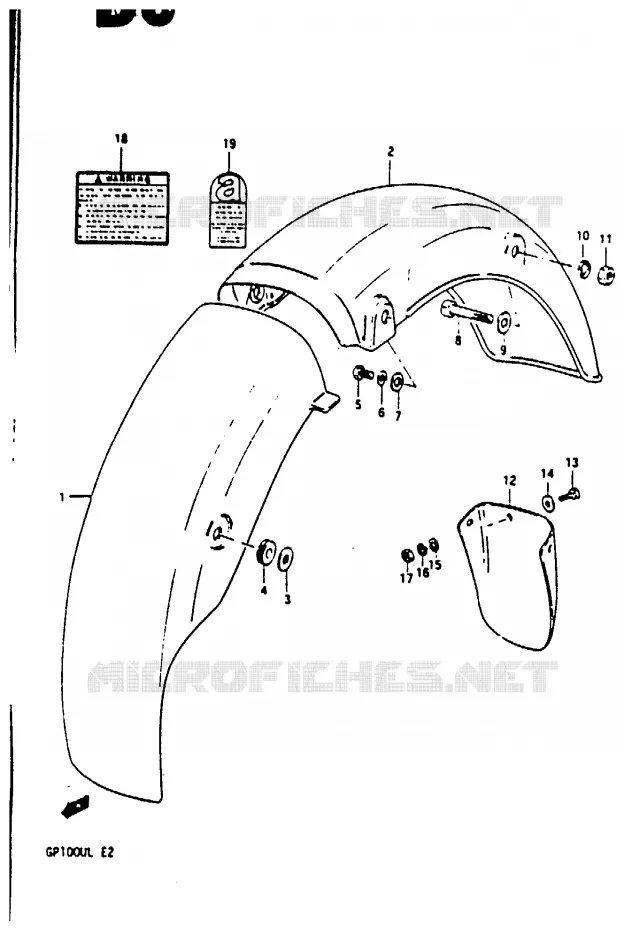 GARDE BOUE ARRIERE Suzuki MOTO 100 GP 1983  GP100ED(X/D/L)