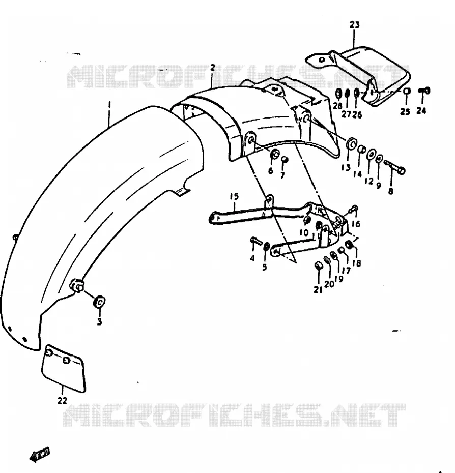 GARDE BOUE ARRIERE Suzuki MOTO 1000 GS 1979  GS1000HN(C/N)
