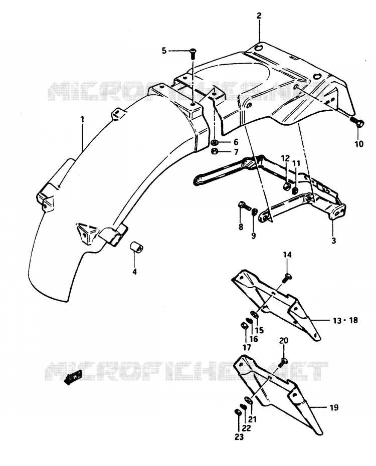 GARDE BOUE ARRIERE Suzuki MOTO 1100 GSX-E 1985  GSX1100ESF(E/F/G)