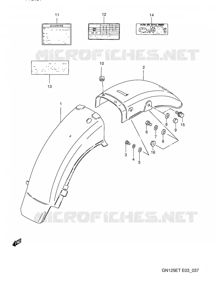 GARDE BOUE ARRIERE Suzuki MOTO 125 GN 1991  GN125EM(E3)