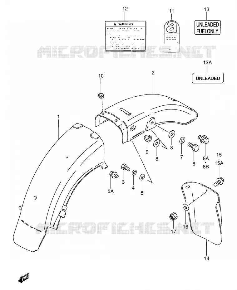 GARDE BOUE ARRIERE Suzuki MOTO 250 GN 1990  GN250L(E2)