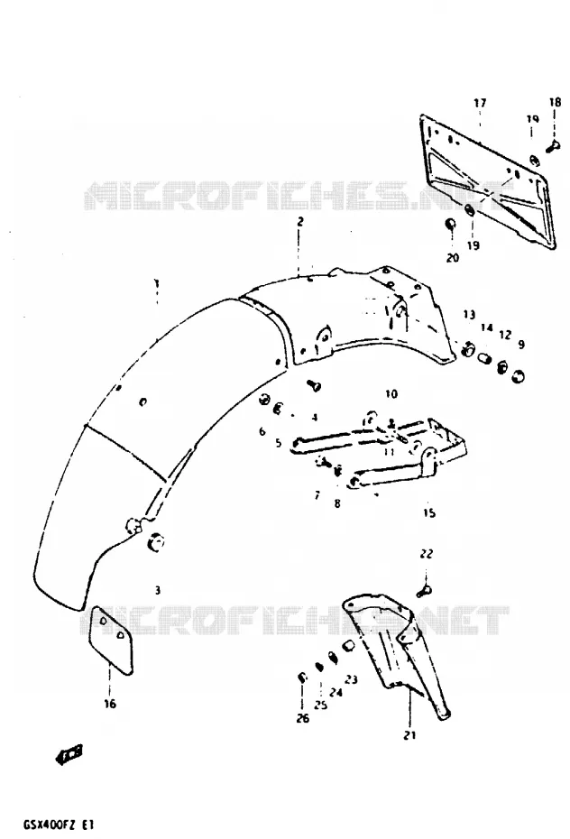 GARDE BOUE ARRIERE Suzuki MOTO 400 GSX 1982  GSX400FZ(X/Z)