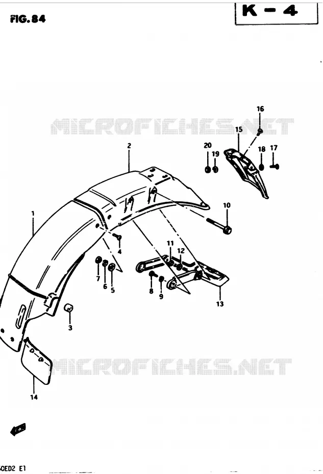 GARDE BOUE ARRIERE Suzuki MOTO 450 GS-S 1982  GS450SZ(2/Z/D)