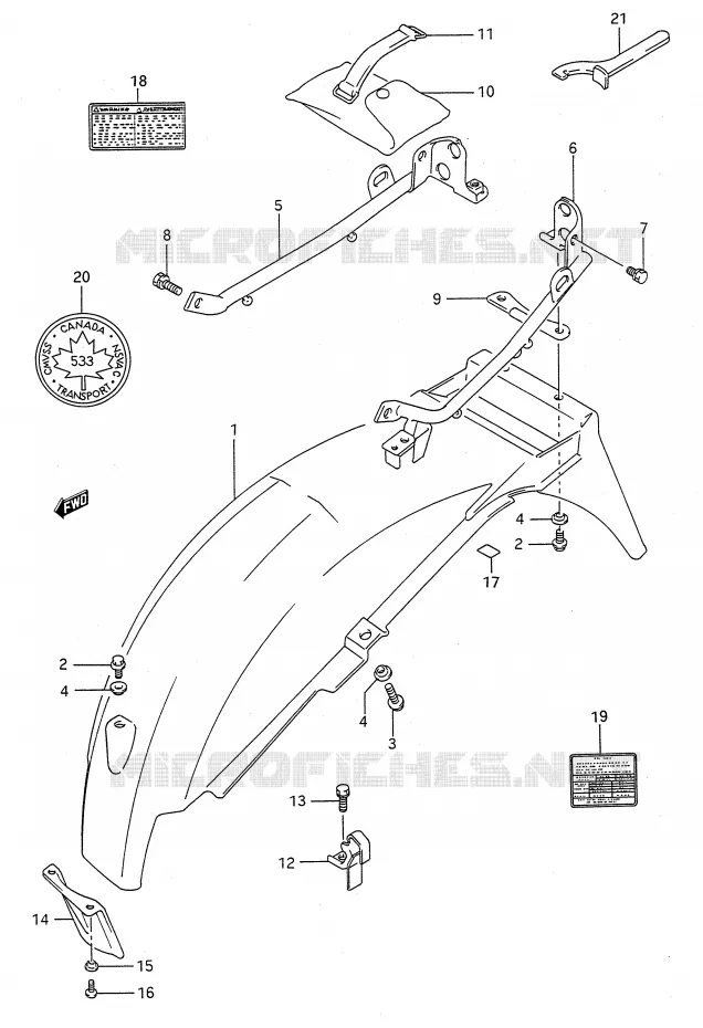 GARDE BOUE ARRIERE Suzuki MOTO 500 GS-E 1996  GS500ESKT(E28)