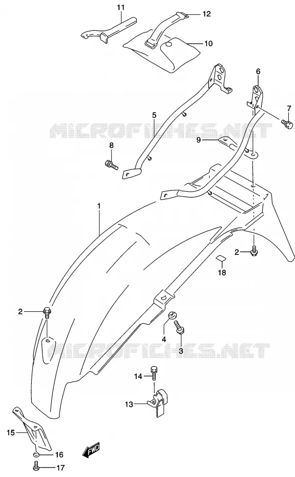 GARDE BOUE ARRIERE Suzuki MOTO 500 GS-E 2003  GS500HUK3(P19)