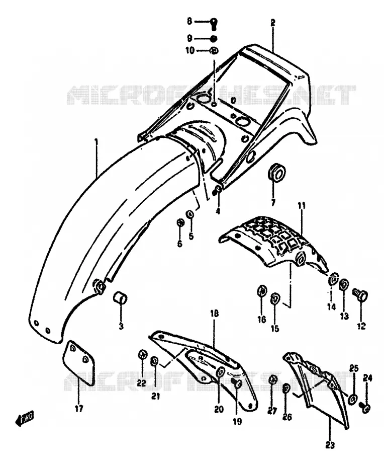 GARDE BOUE ARRIERE Suzuki MOTO 550 GS 1982  GS550MZ(X/Z)