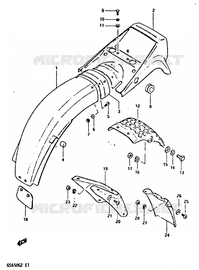 GARDE BOUE ARRIERE Suzuki MOTO 650 GS 1999  GS650GX(X/Z)