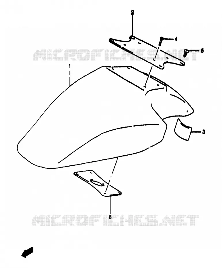 GARDE BOUE AVANT (GSF1200ST/SV/SAV/SW/SAW/SX/SAX/SY/SAY) Suzuki MOTO 1200 BANDIT 1997  GSF1200V/GSF1200SV/GSF1200SAV