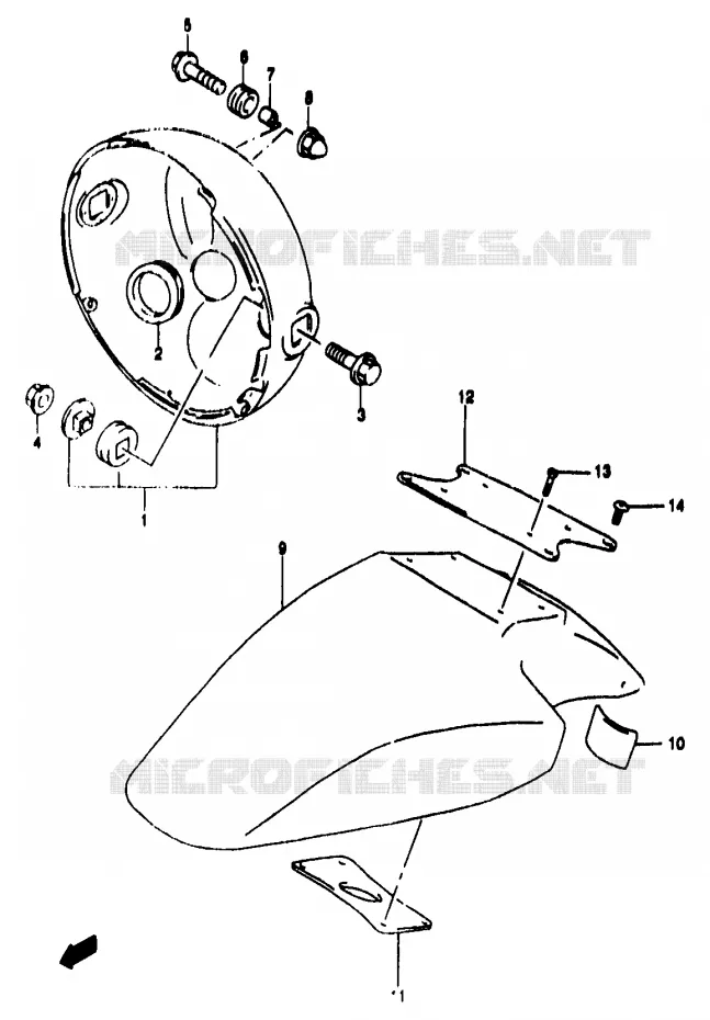 GARDE BOUE AVANT (GSF1200T/V/W/X/Y) Suzuki MOTO 1200 BANDIT 1996  GSF1200T/GSF1200ST