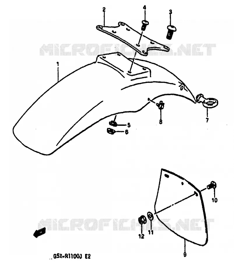 GARDE BOUE AVANT (MODELE G) Suzuki MOTO 1100 GSX-R 1988  GSX-R1100J(G/H/J)