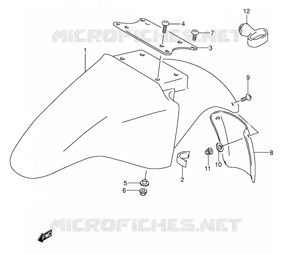 GARDE BOUE AVANT (MODELE K/L/M/N/P/R/S) Suzuki MOTO 500 GS-E 1996  GS500ET(E2)