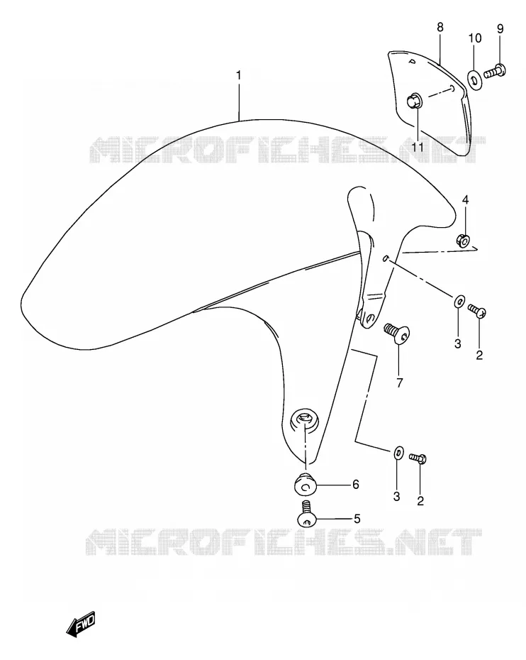 GARDE BOUE AVANT (MODELE P/R) Suzuki MOTO 1100 GSX-R 1994  GSX-R1100WR(E2)